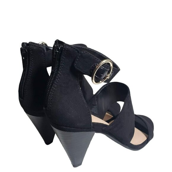INC Womens Gavi Black Open Toe Ankle Strap Buckle Zip High Heels Sandals Size 6 - Picture 4 of 9